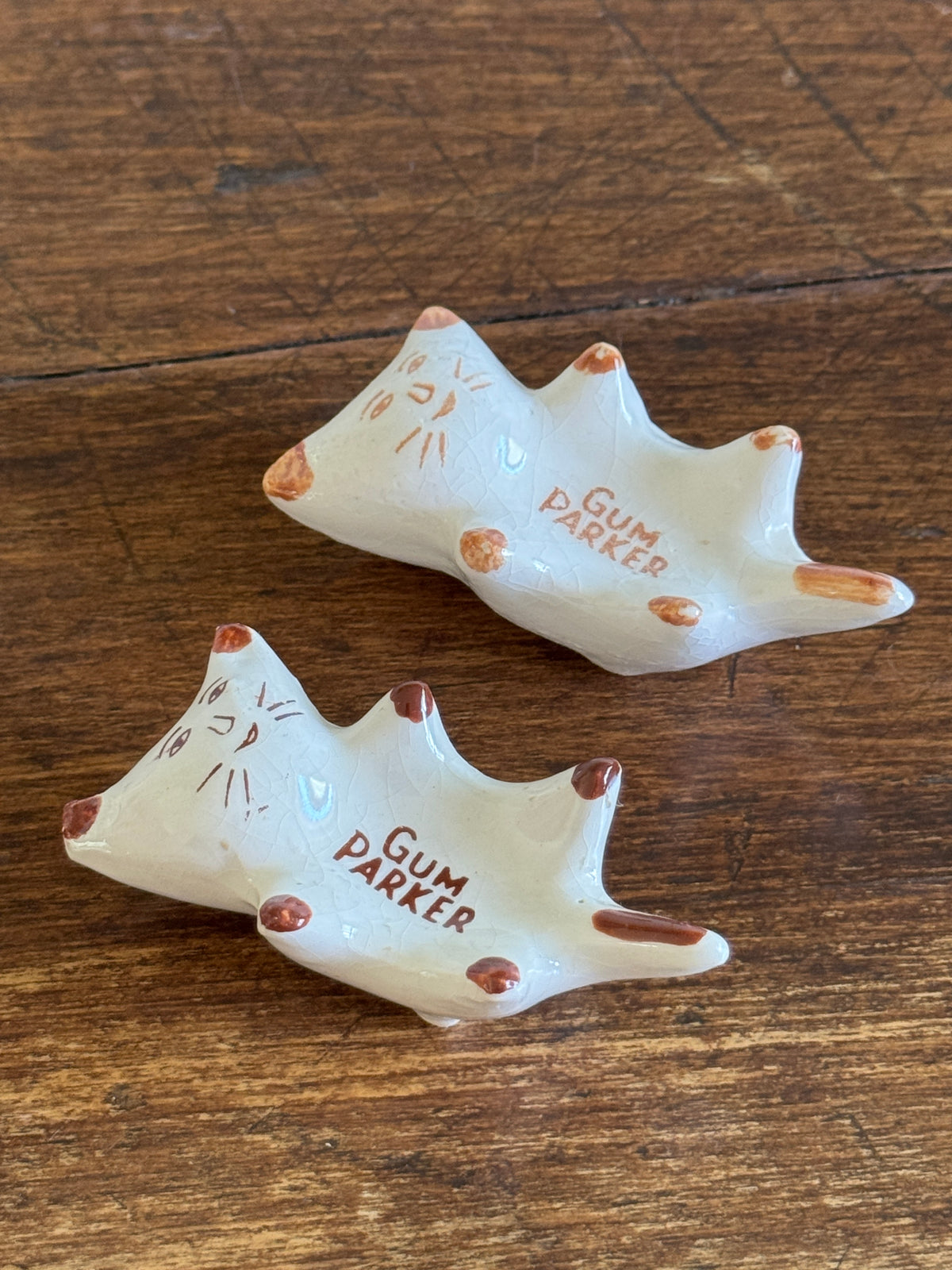 Pair of Vintage Cat Shaped Gum Parker Dishes - Made in the Philippines