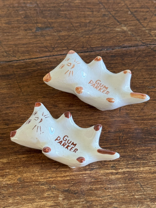 Pair of Vintage Cat Shaped Gum Parker Dishes - Made in the Philippines