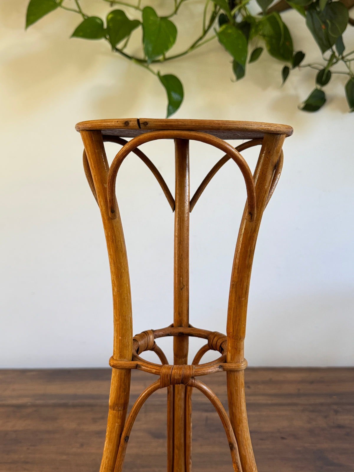 Small Table Top Bamboo and Wood Plant Stand - Bent Wood Plant Riser Small Table