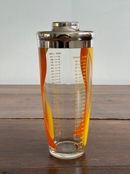 Mid Century Yellow and Orange Glass Cocktail Shaker by Irvinware - Made in the USA
