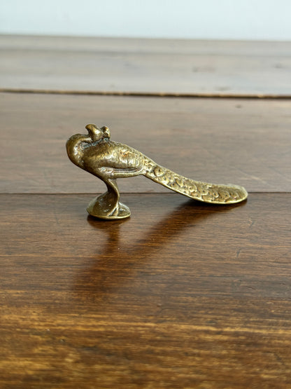 Small Brass Peacock Figurine - Brass Bird Decor