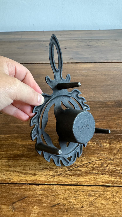 Vintage Cast Iron Trivet Warmer with Raised Feet and Tealight Candle Holder - Made in Japan