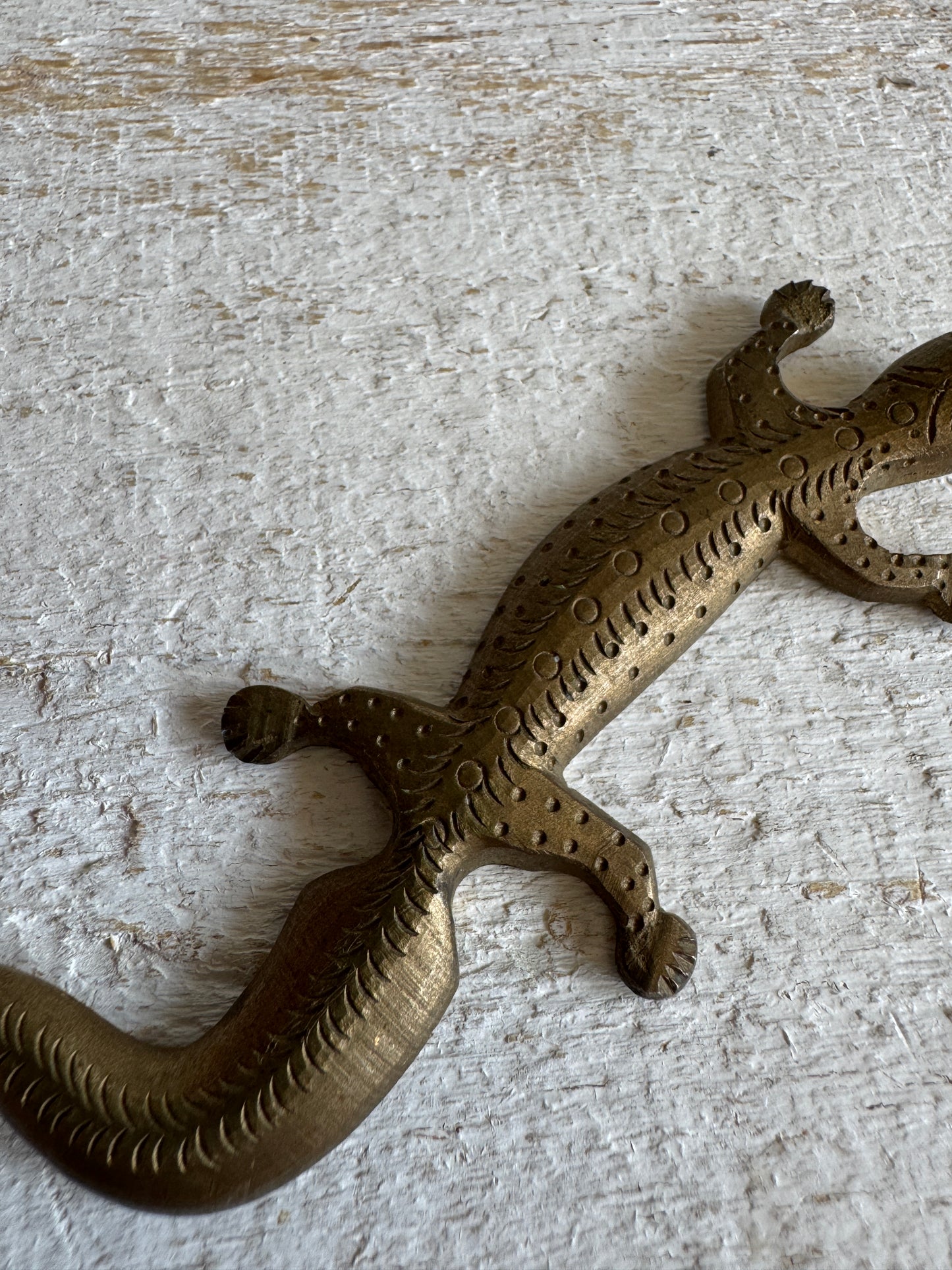 Miniature Flat Brass Lizard Figurine