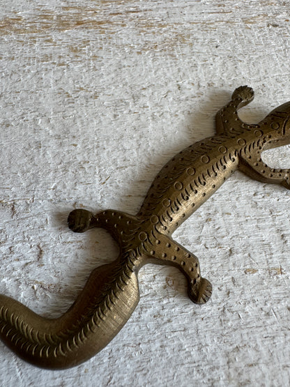 Miniature Flat Brass Lizard Figurine