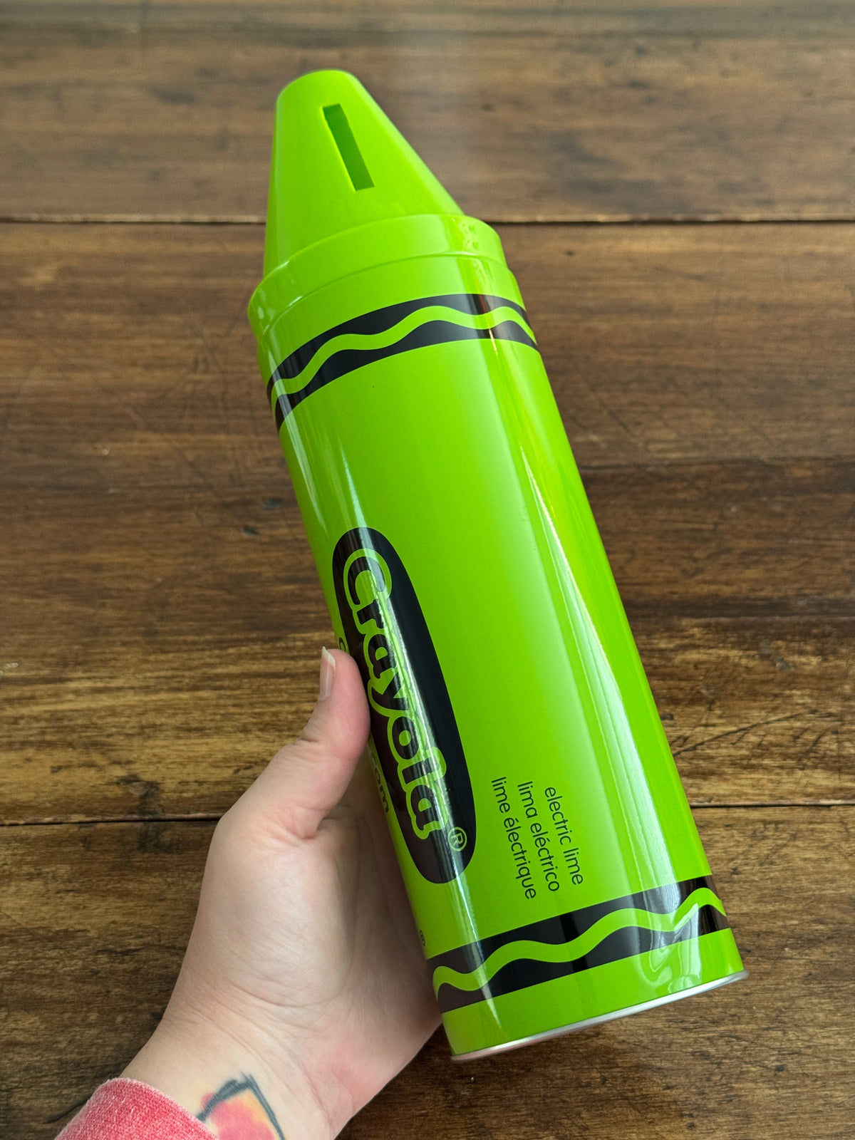 Modern Crayola Crayon Bank - Electric Lime Green Metal Base Plastic Top