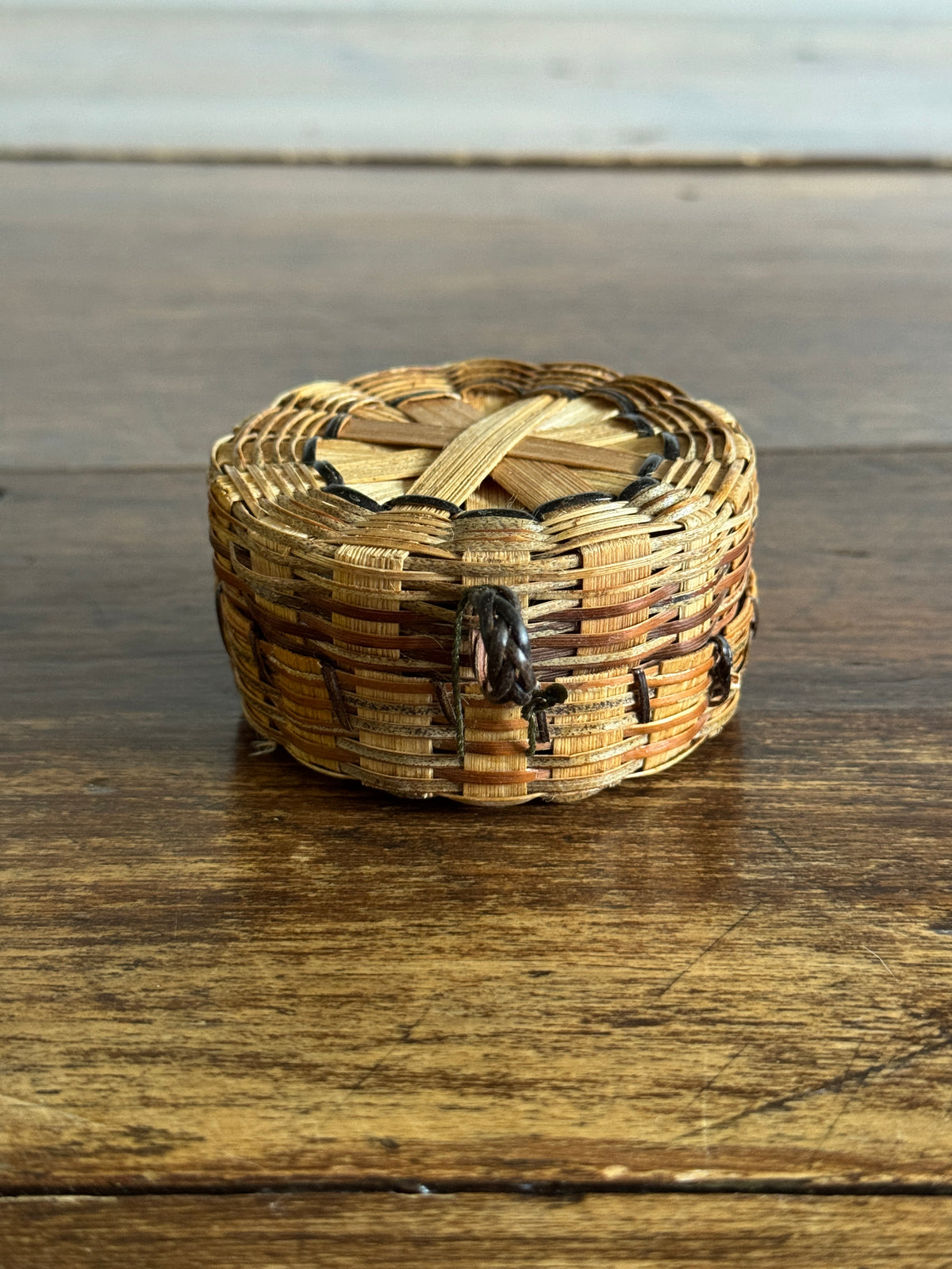 Small Lidded Storage Basket with Hinged Lid