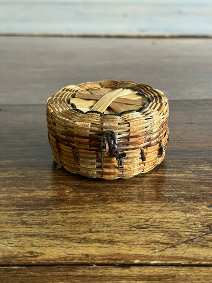 Small Lidded Storage Basket with Hinged Lid