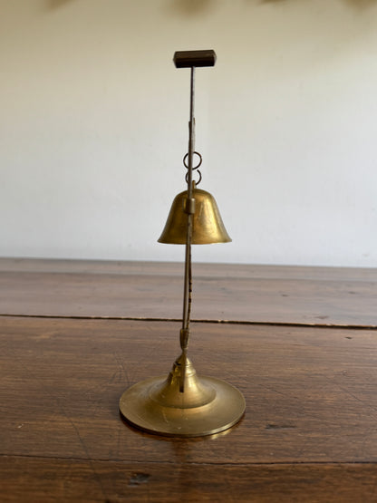 Vintage Brass Dragon Holding Bell with Small Hammer
