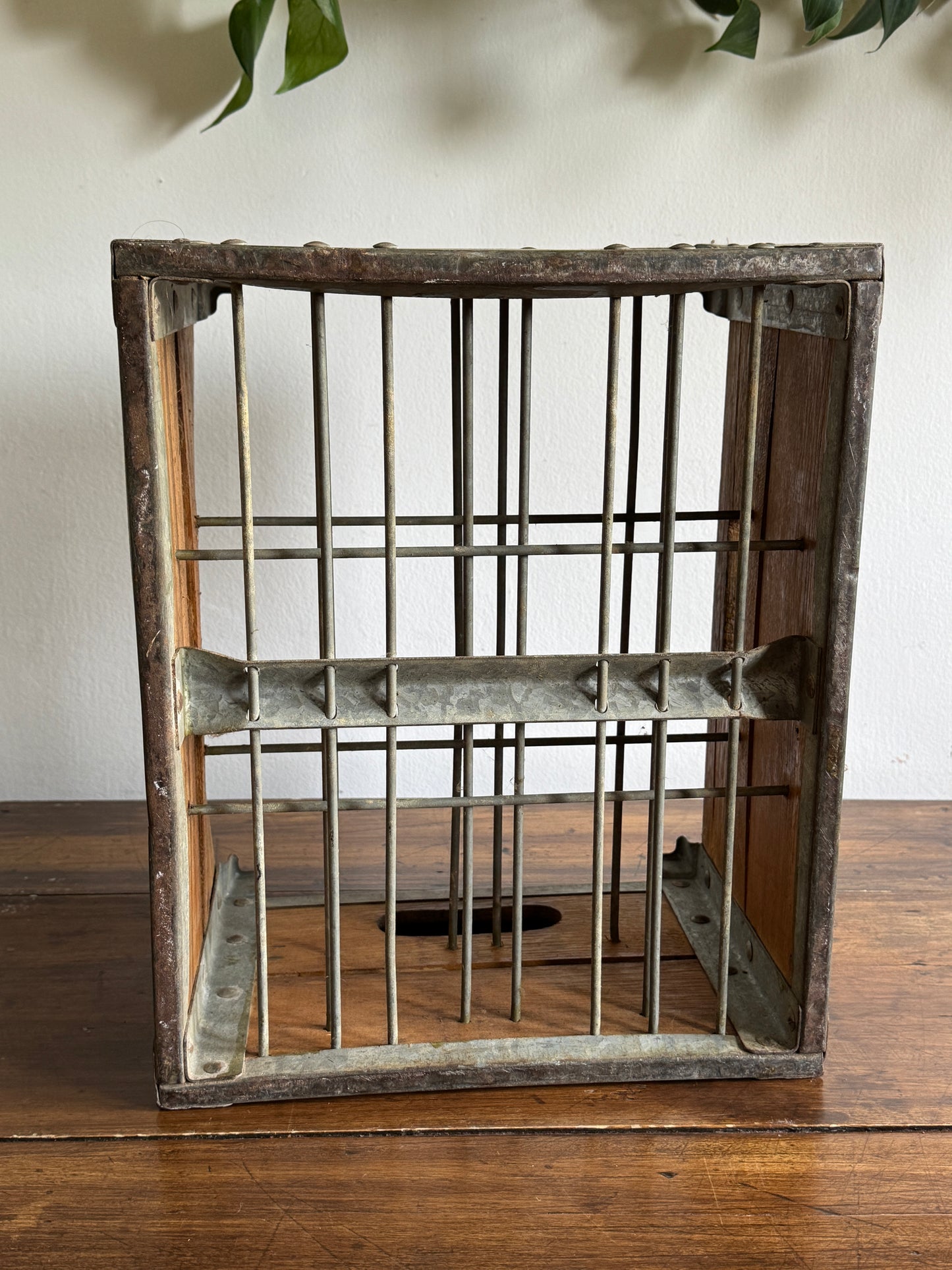 Vintage Ridge Dairy Milk Crate with Wood and Metal Construction
