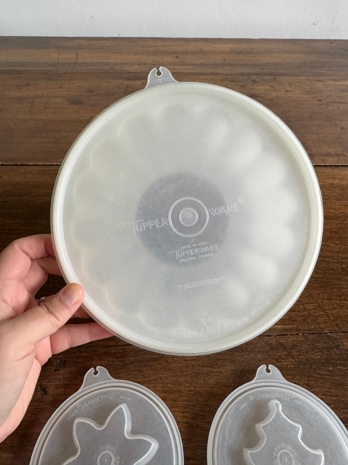 Vintage White Plastic Tupperware Jello Dome Mold with Toppers
