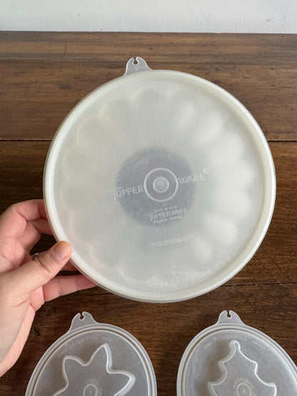Vintage White Plastic Tupperware Jello Dome Mold with Toppers
