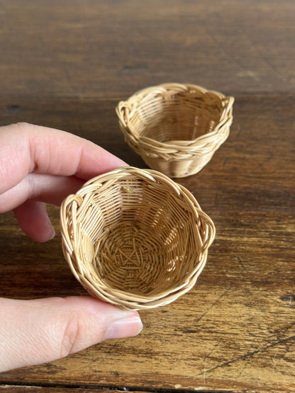 Miniature Doll House Basket Pair - Woven Basket Set of Two