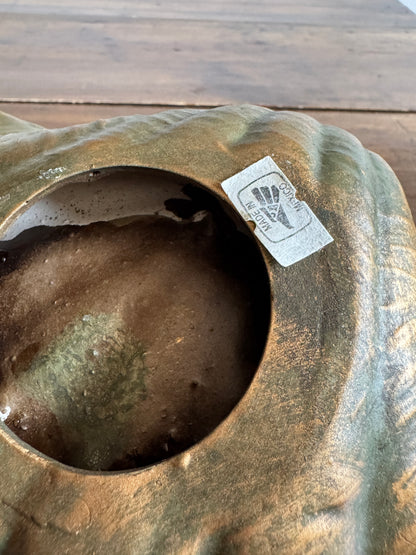 Pottery Shell Shaped Bowl with Faux Metal/Patina Finish - Made in Mexico