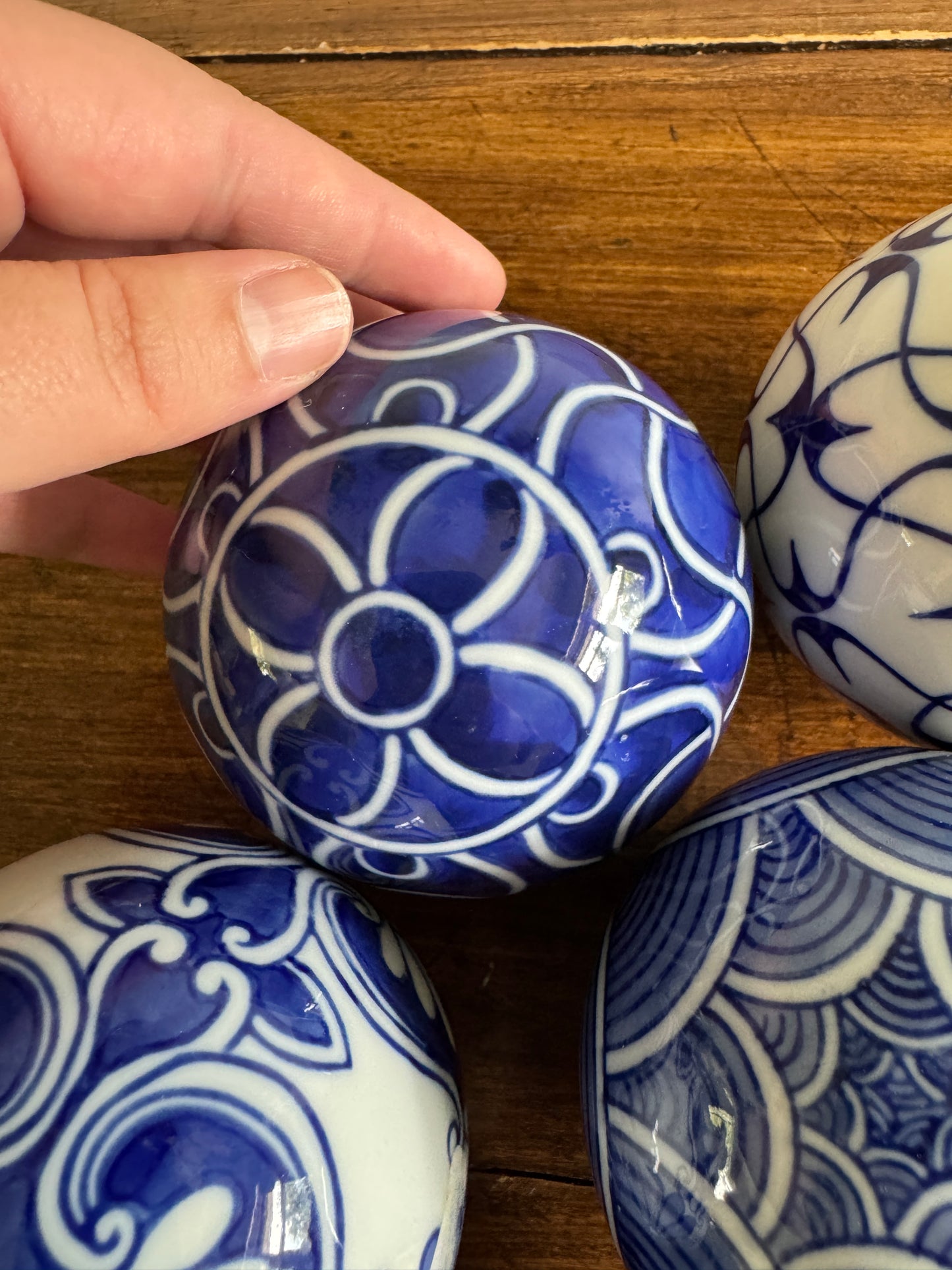 Blue and White Ceramic Decorative Bowl Fillers - Pottery Carpet Balls