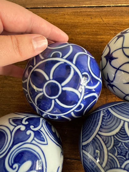 Blue and White Ceramic Decorative Bowl Fillers - Pottery Carpet Balls