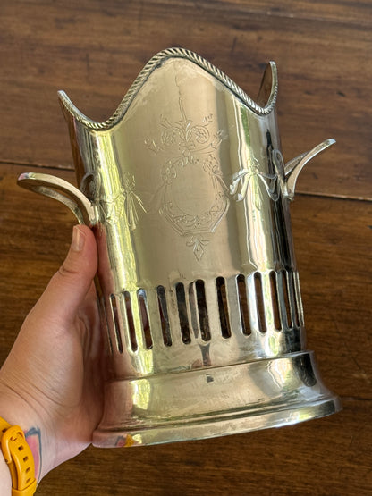 Vintage Silver Plated Bottle Holder Wine Caddy - Made in India