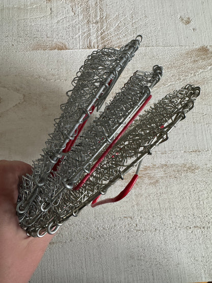 ONE Collapsible Metal Mesh Wire Egg Collecting Basket with Red Handles