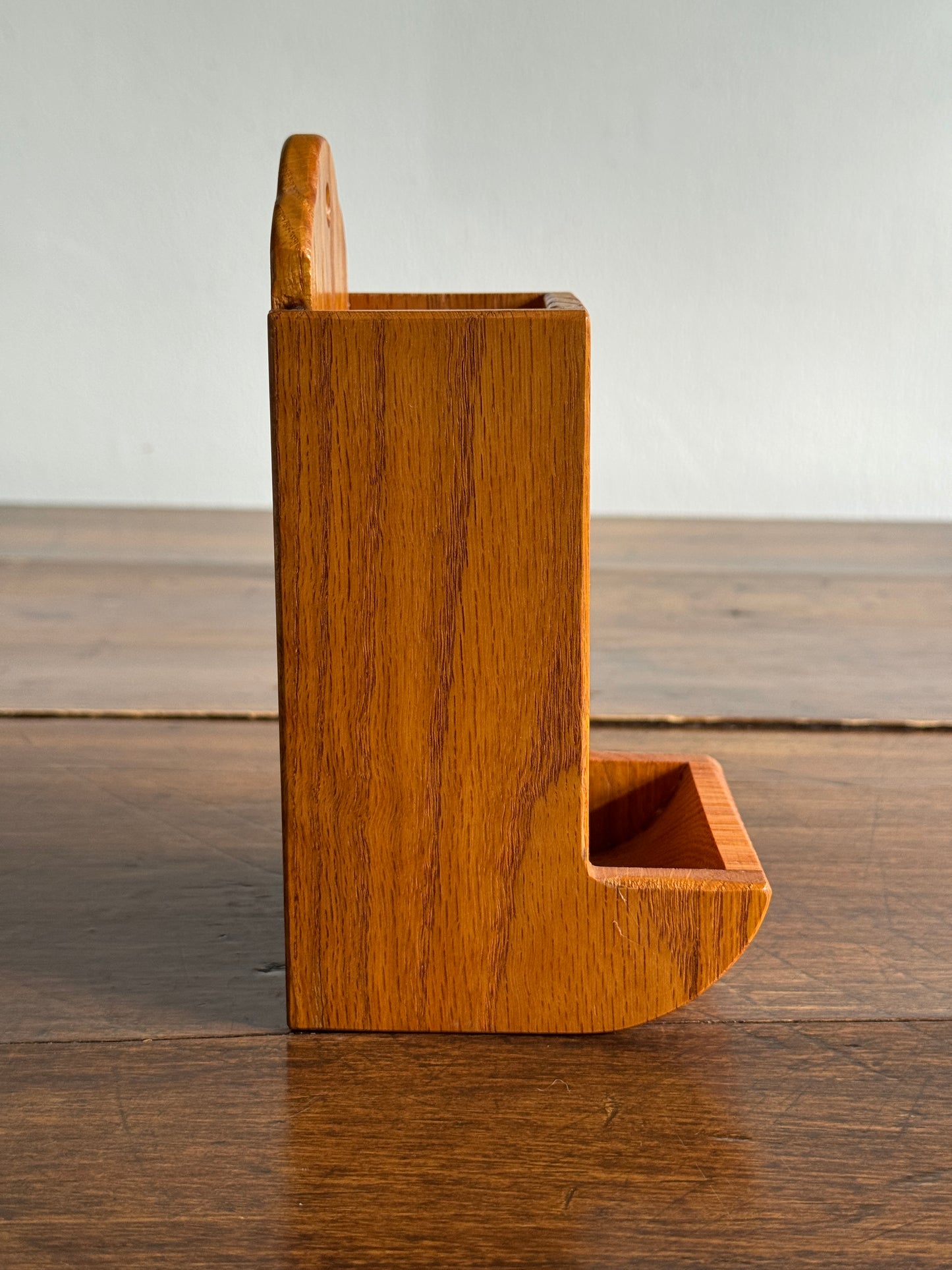 Vintage Small Wood Match Stick Holder - Wall Mounted or Table Top