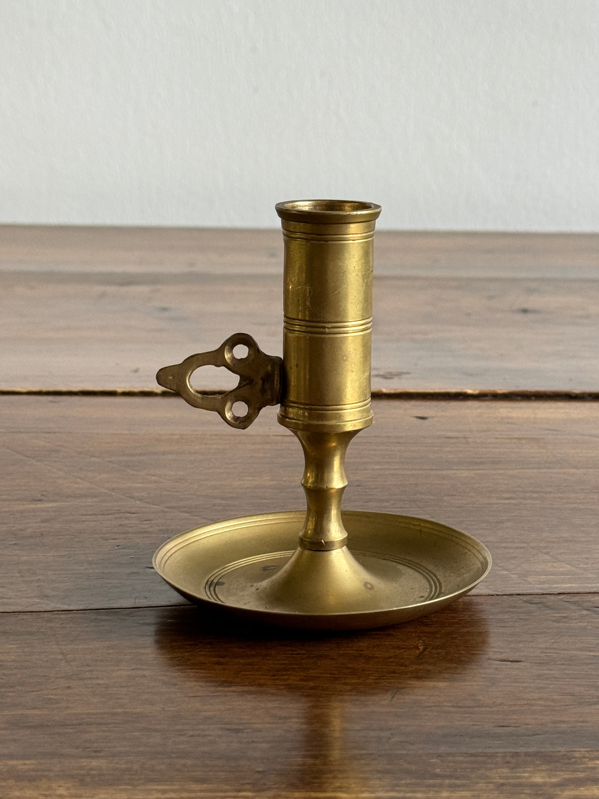 Vintage Brass Push Up Candleholder with Ornate Push Handle