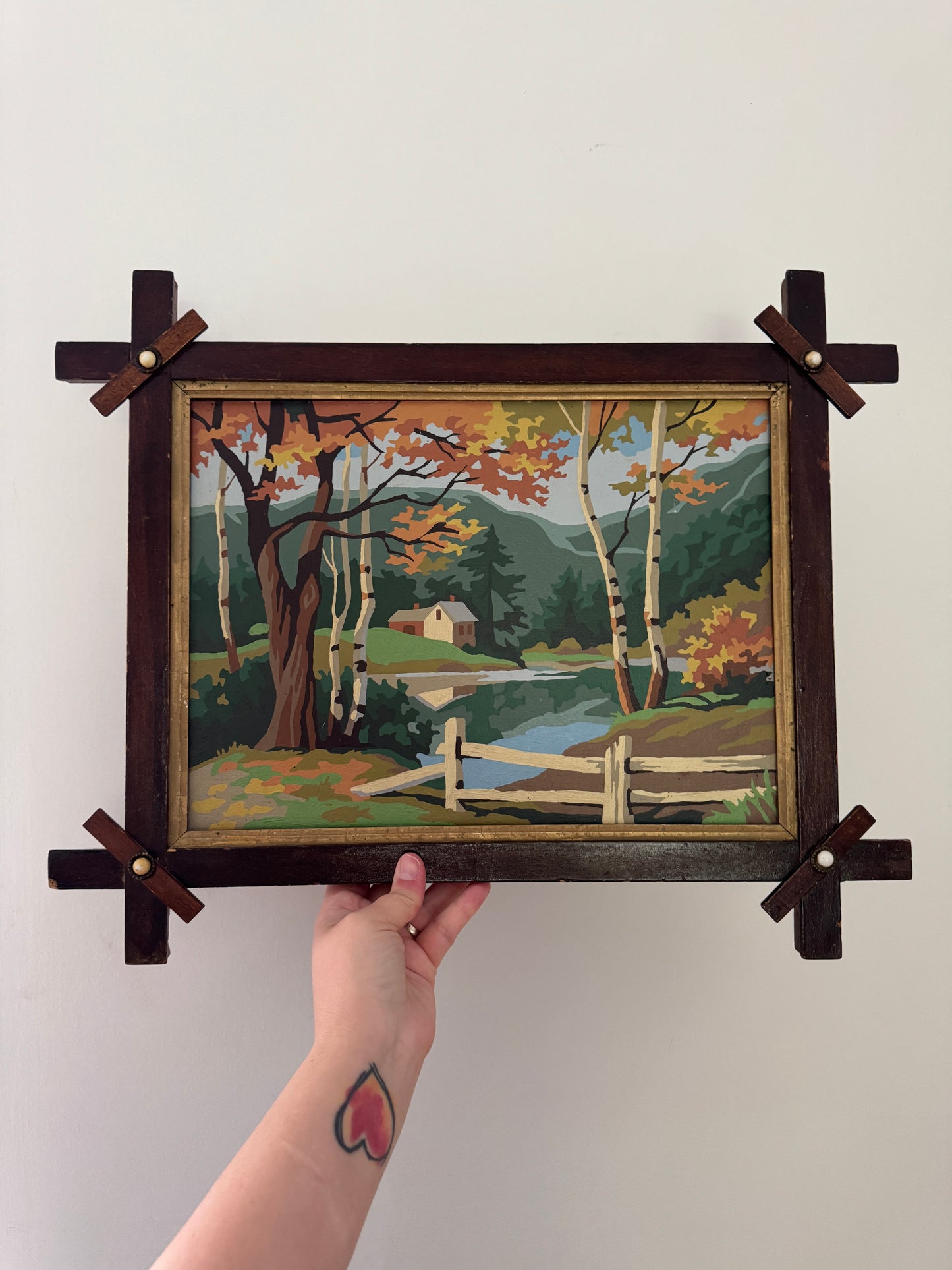 Vintage Scenic Paint By Number In Handmade Frame