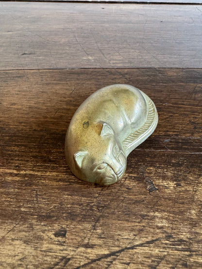 Vintage Sleeping Cat Figurine - Curled Cat Decor