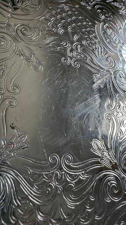 Large Square Silver Plated over Copper Serving Tray Old English Reproductions- Made in Canada