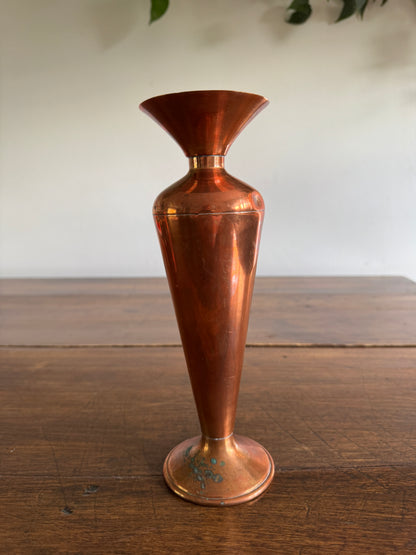 Vintage Fluted Copper Vase - Copper Flower Vase