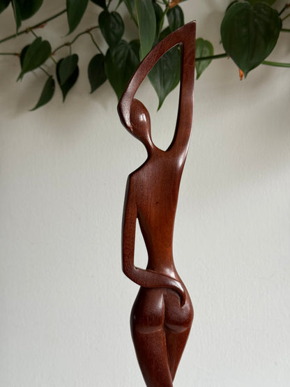Vintage Wood Mid Century Female Form - Curvy Human Form Sculpture