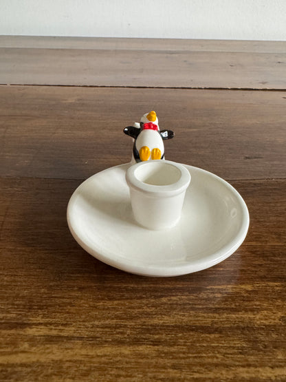 Pick One: Cheeky Holiday Penguin Candle Holders, Pair or Single Style - Made in Korea