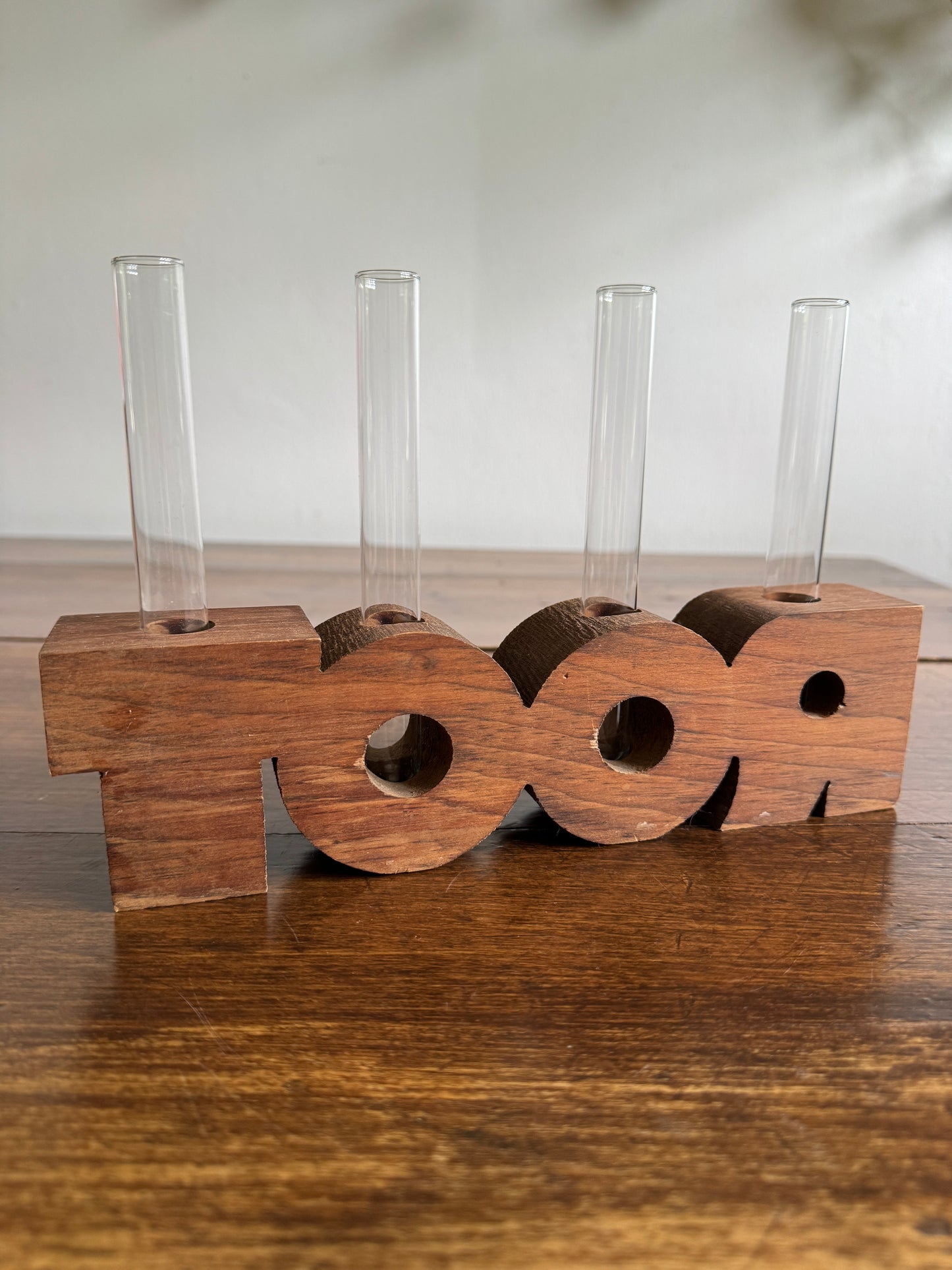 ROOT Propagation Vase - Wood Word with Glass Vial Holders