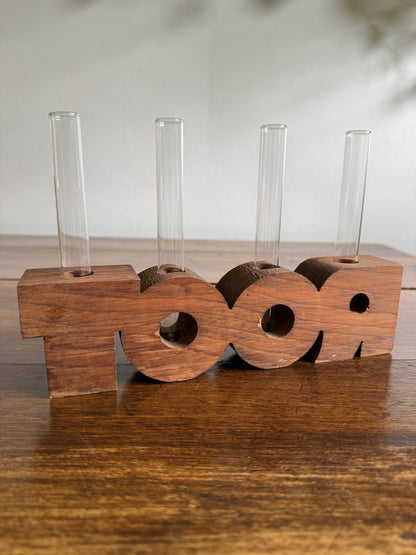 ROOT Propagation Vase - Wood Word with Glass Vial Holders