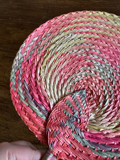 Vintage Colourful Woven Hand Fan Wall Decor - Handheld Boho Fan