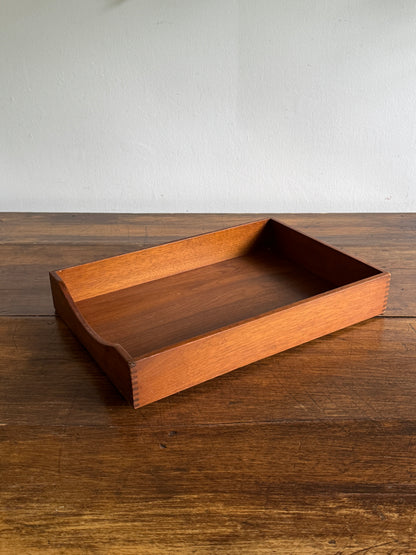 Vintage Wood Letter Tray - Wooden Desk Paper Organizer