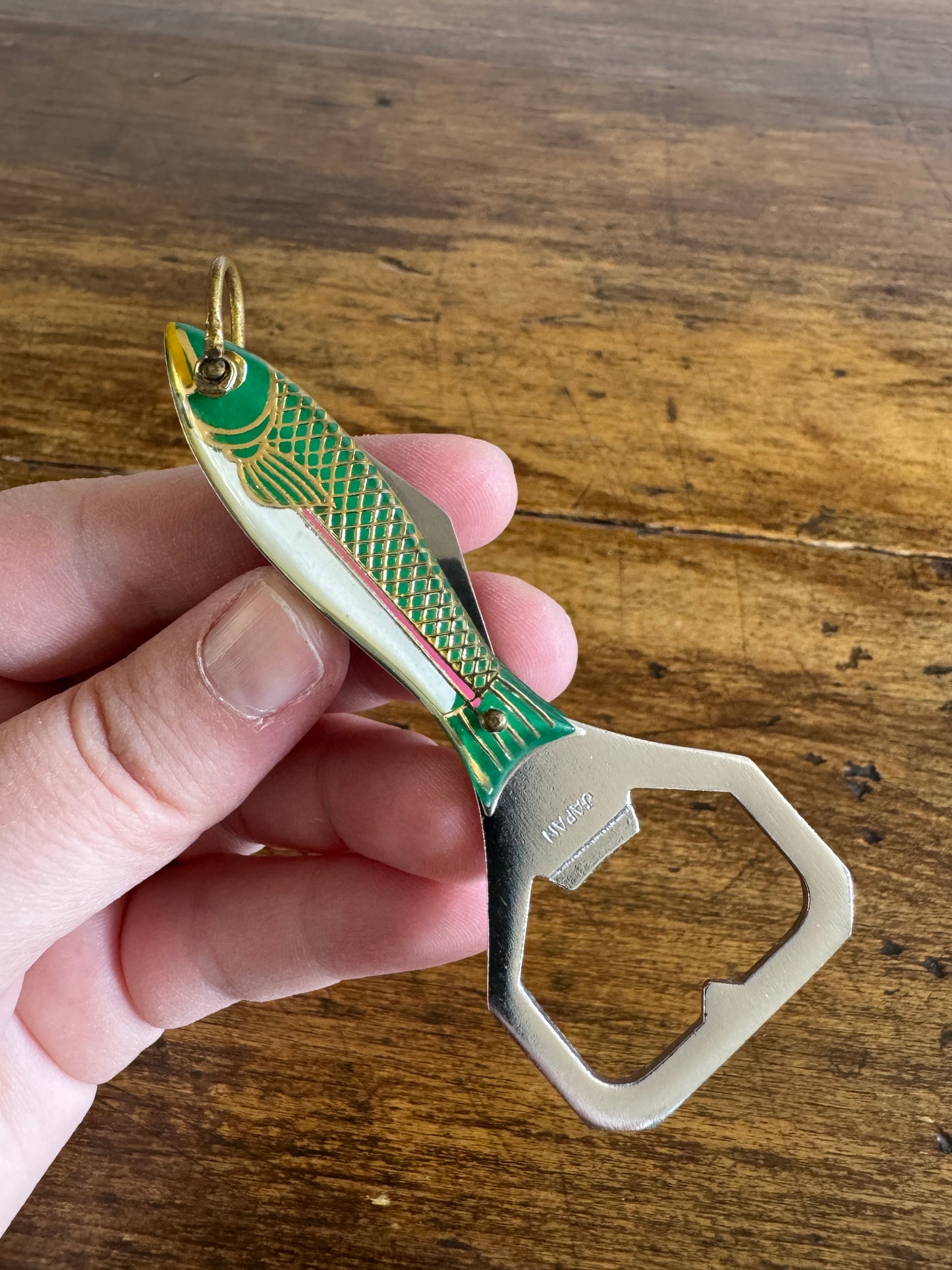 Vintage Fish Shaped Bottle Opener and Foil Pocket Knife Shaped Like Fish
