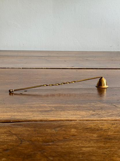 Vintage Brass Candle Snuffer with Fixed Cup and Twisted Post Design