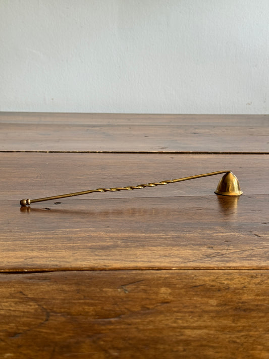 Vintage Brass Candle Snuffer with Fixed Cup and Twisted Post Design
