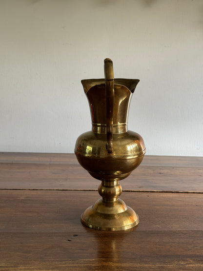Vintage Large Brass Jug with Ornate Handle - Greek Style Brass Pitcher