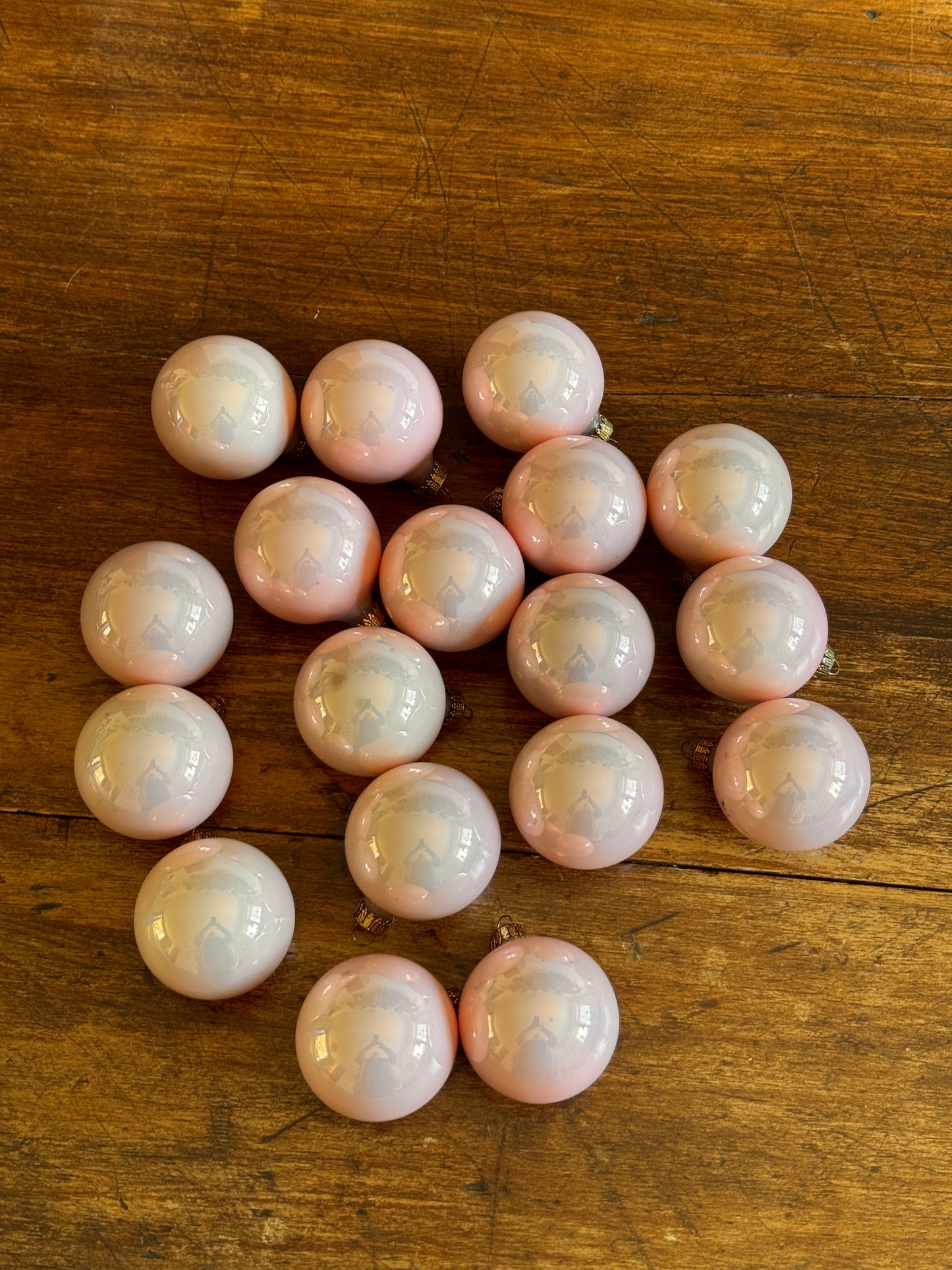 Vintage Pale Pink Glass Christmas Ornaments