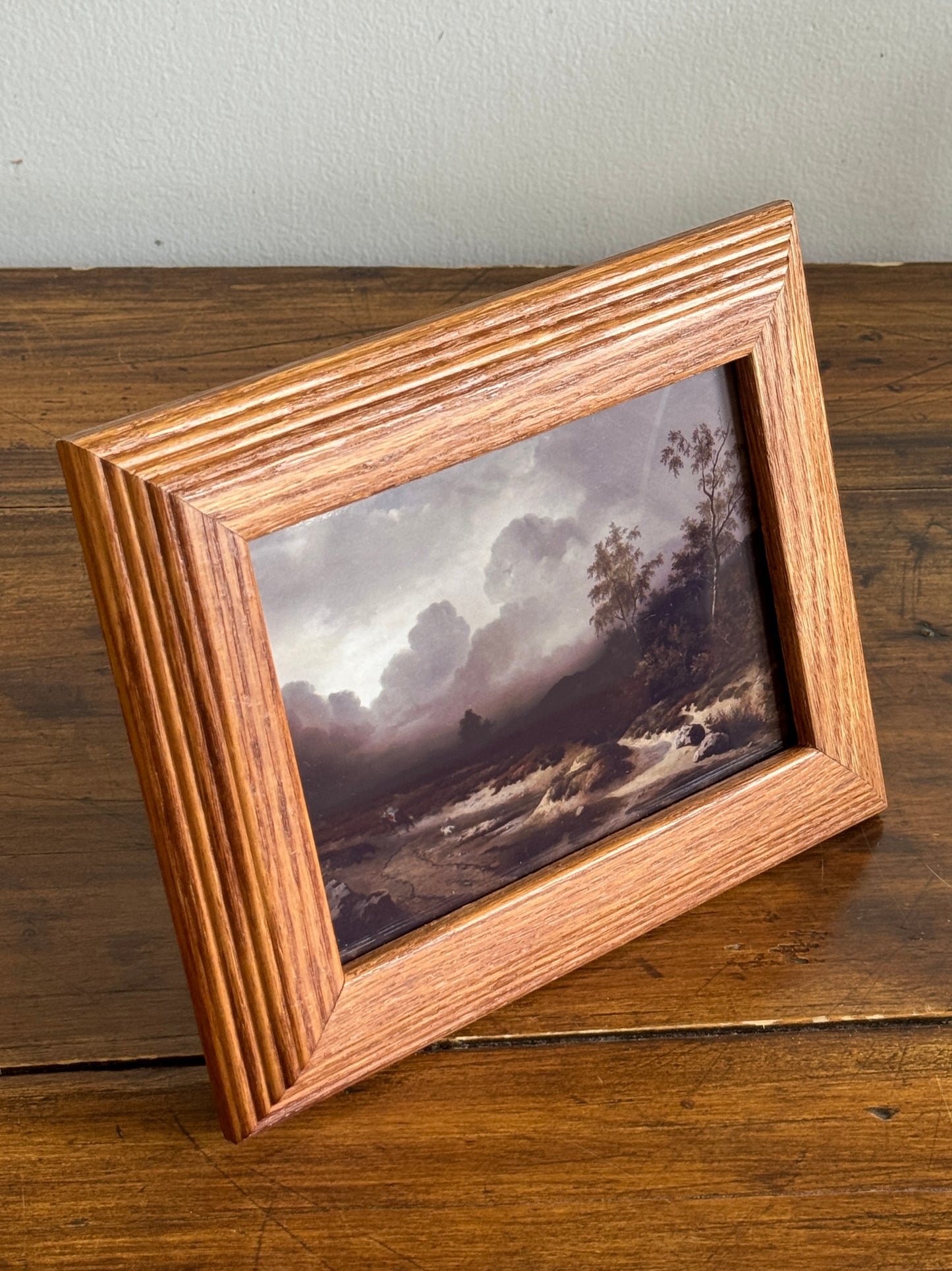 Vintage Thick Wood Picture Frame with Moody Landscape Print