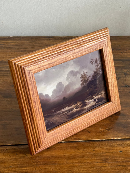 Vintage Thick Wood Picture Frame with Moody Landscape Print