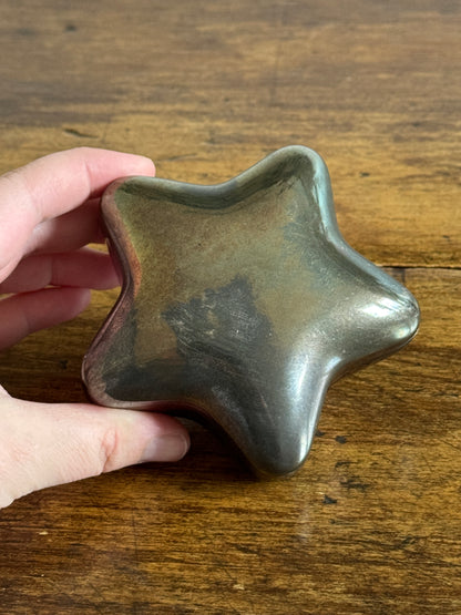 Vintage Silver Plated Star Trinket Box Holder with Lid and Felt Inside