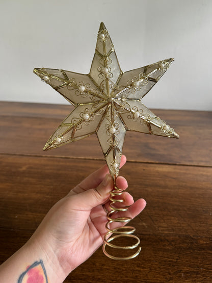 Capiz Shell with Metal Detailing and Faux Pearl Beads Star Tree Topper