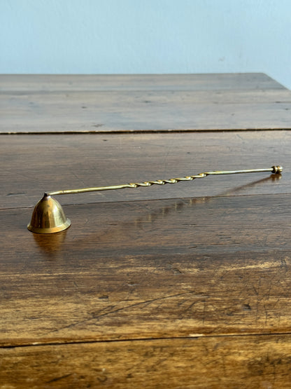 Vintage Brass Candle Snuffer with Fixed Cup and Twisted Post Design