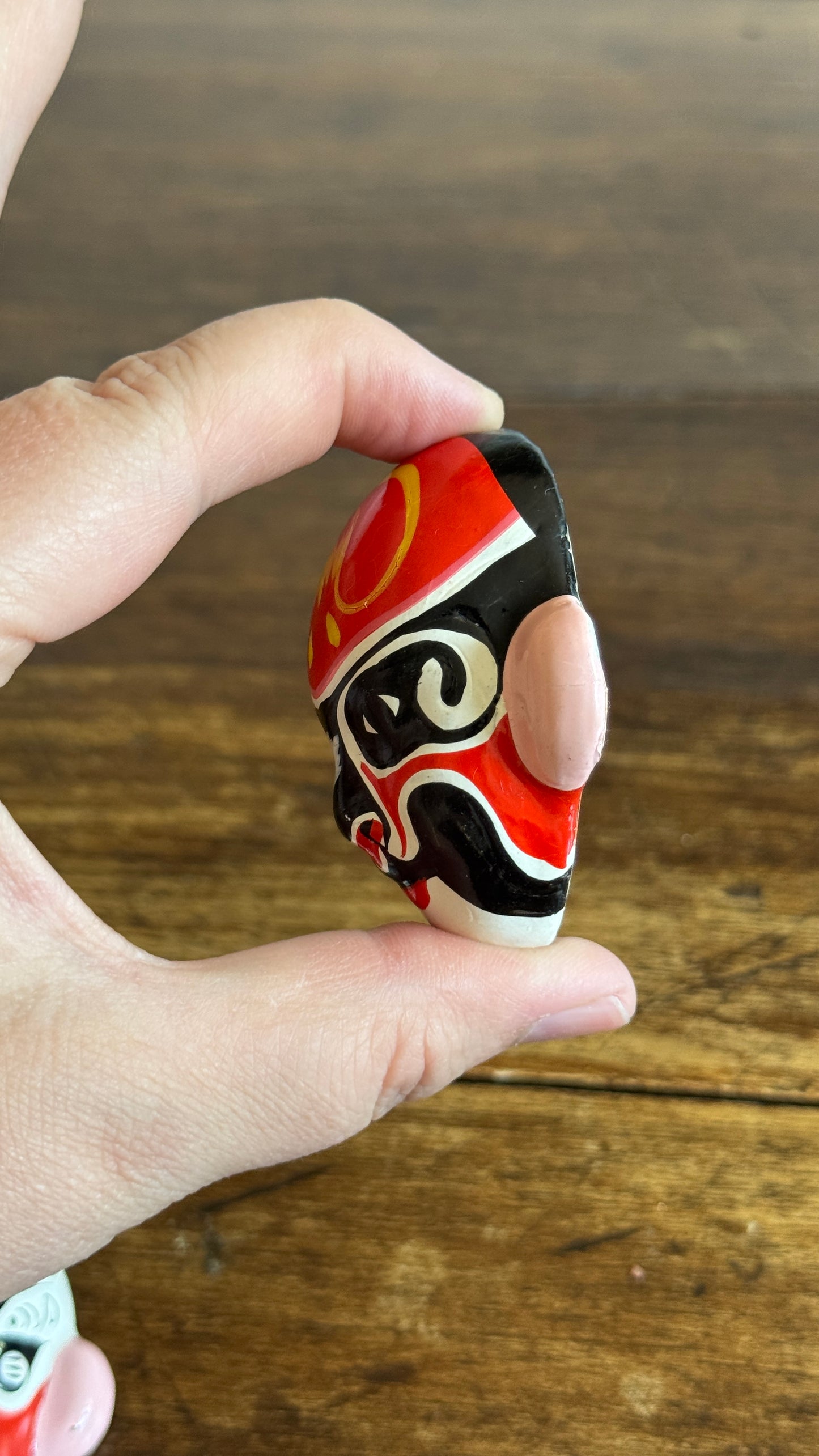 Vintage Hand Painted Beijing Opera Clay Miniature Masks - Made in China