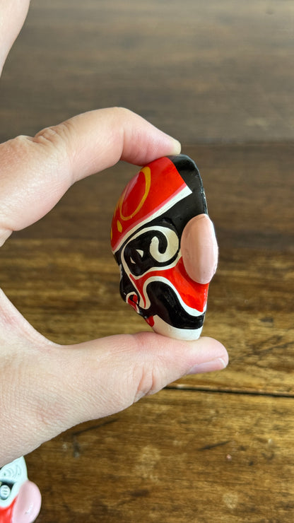 Vintage Hand Painted Beijing Opera Clay Miniature Masks - Made in China