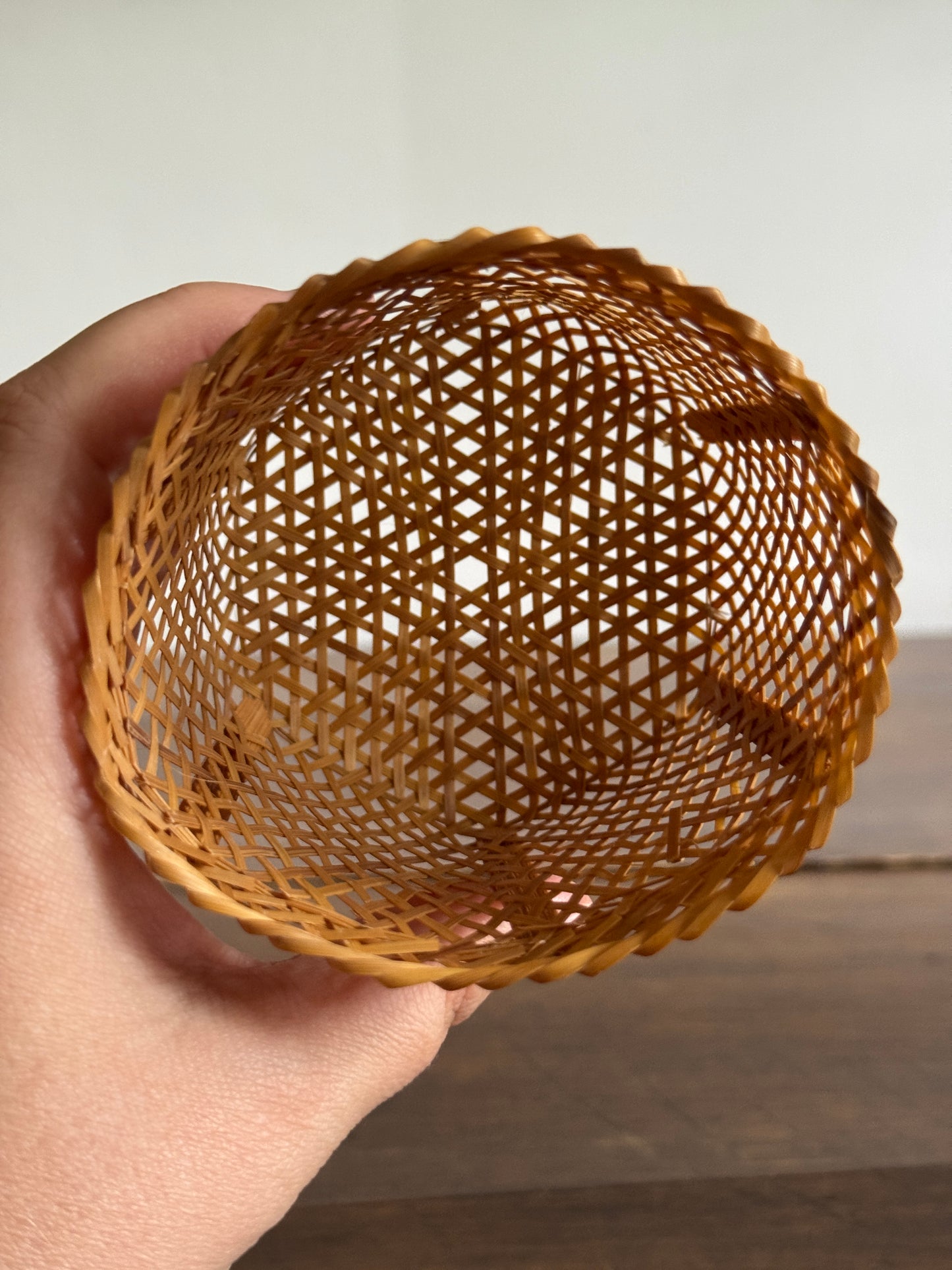 Small/Miniature Rattan Basket Holder with Hexagon Base
