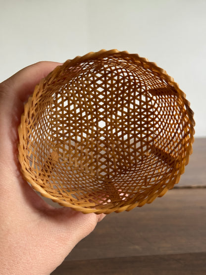 Small/Miniature Rattan Basket Holder with Hexagon Base