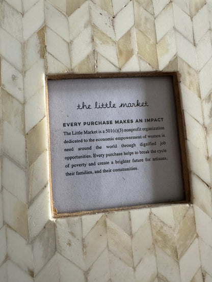 Little Market Inlay Bone Photo Frame with Herringbone Design