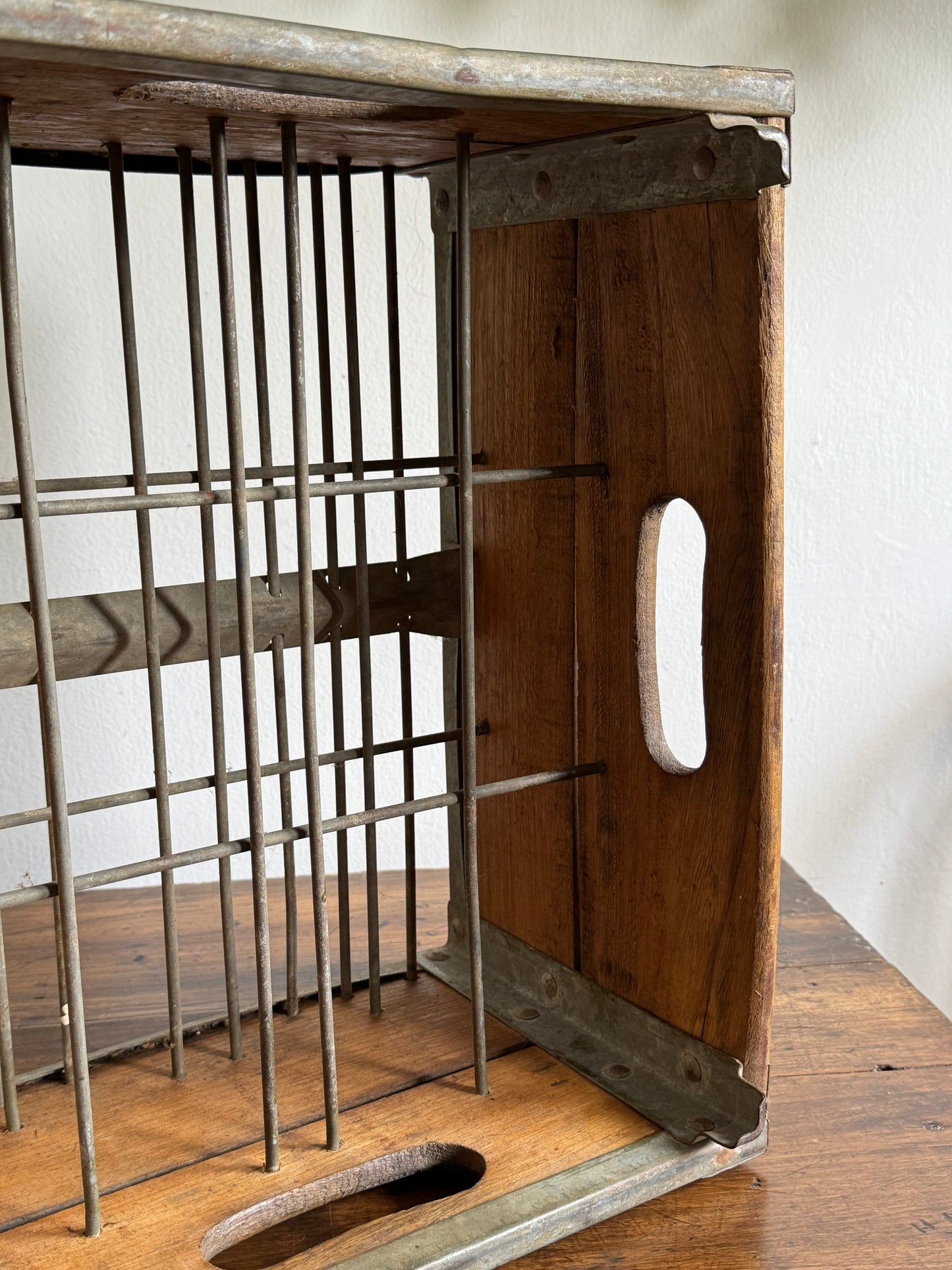 Vintage Ridge Dairy Milk Crate with Wood and Metal Construction