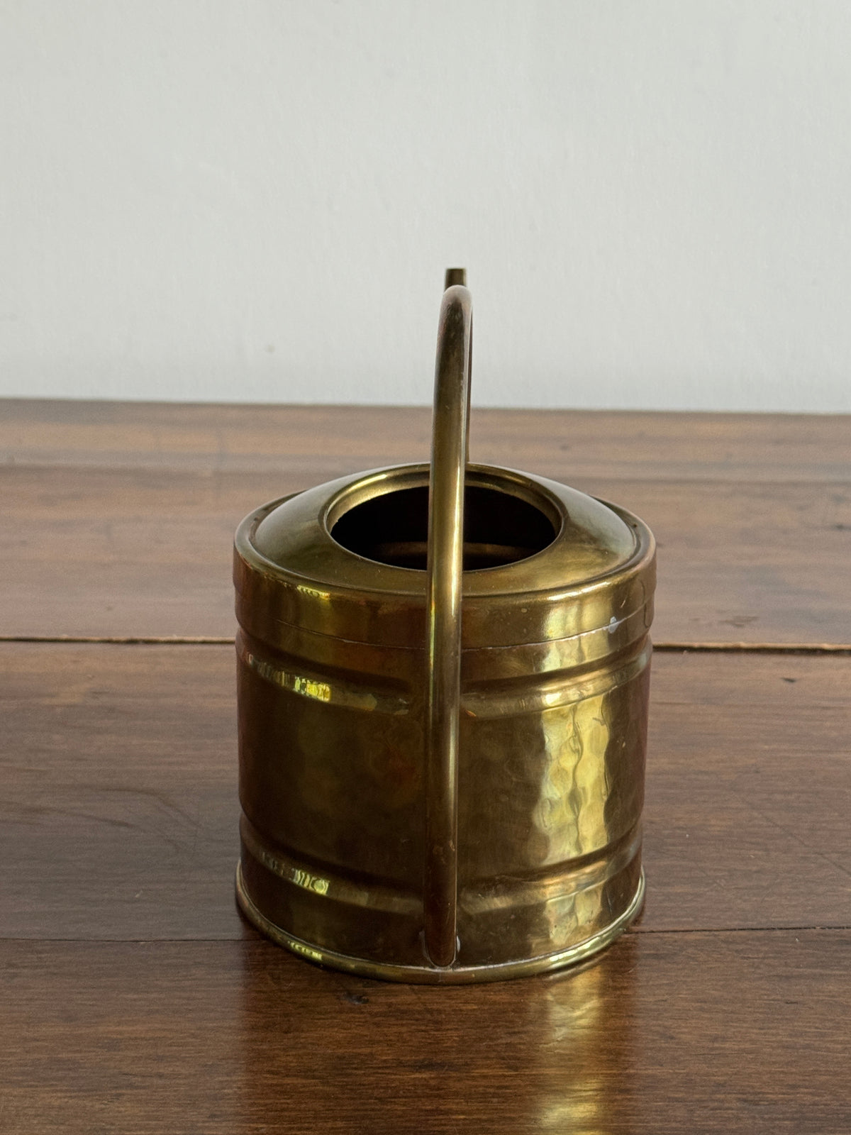 Vintage Brass Watering Can with Looped Handle and Long Skinny Spout